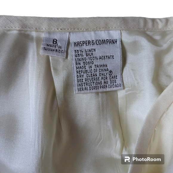 Kasper & Company ASL Designer Career Skirt Womens Sz 8 Off White Lined Zip Up - Picture 6 of 9